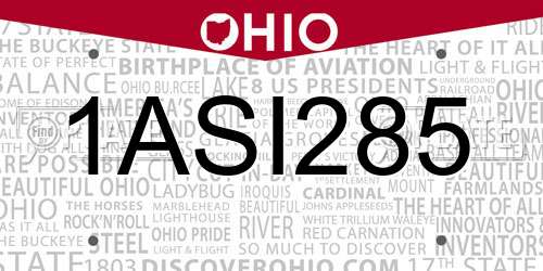 1ASI285 Ohio License Plate