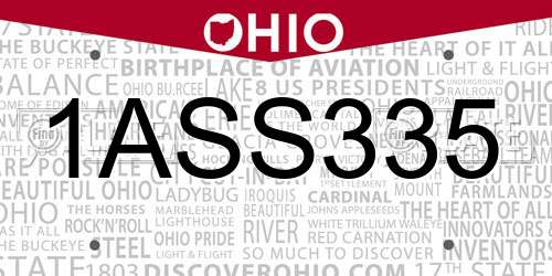 1ASS335 Ohio License Plate