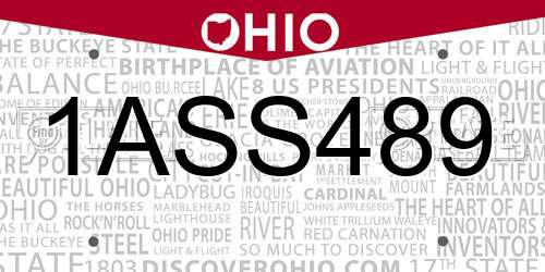 1ASS489 Ohio License Plate