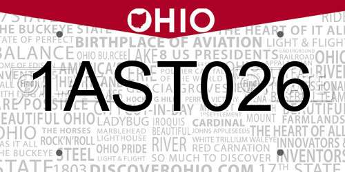 1AST026 Ohio License Plate