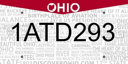 1ATD293 Ohio License Plate