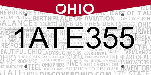 1ATE355 Ohio License Plate