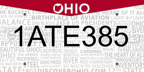1ATE385 Ohio License Plate