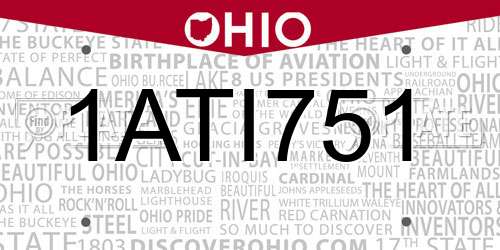 1ATI751 Ohio License Plate