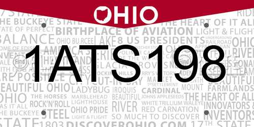 1ATS198 Ohio License Plate