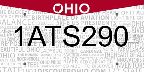 1ATS290 Ohio License Plate