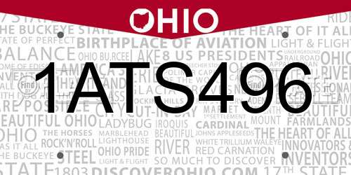 1ATS496 Ohio License Plate