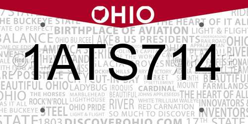 1ATS714 Ohio License Plate