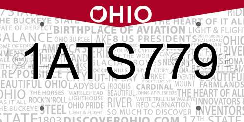 1ATS779 Ohio License Plate