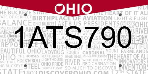 1ATS790 Ohio License Plate