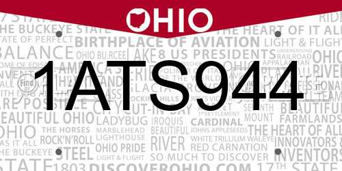 1ATS944 Ohio License Plate