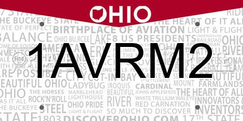1AVRM2 Ohio License Plate