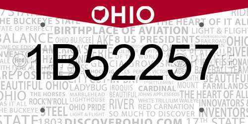 1B52257 Ohio License Plate
