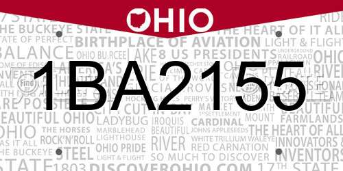 1BA2155 Ohio License Plate