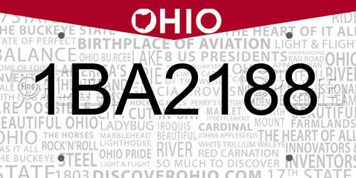 1BA2188 Ohio License Plate