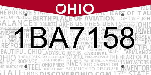 1BA7158 Ohio License Plate