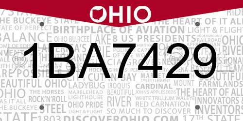 1BA7429 Ohio License Plate