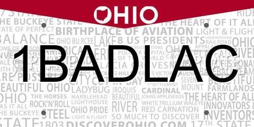 1BADLAC Ohio License Plate