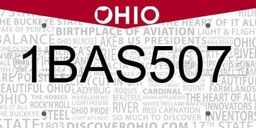 1BAS507 Ohio License Plate