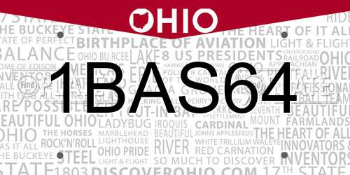 1BAS64 Ohio License Plate