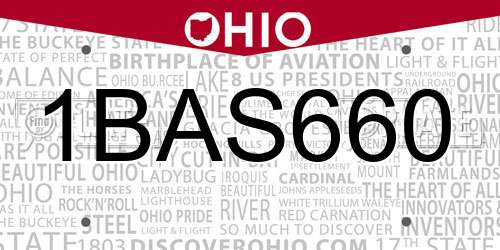 1BAS660 Ohio License Plate