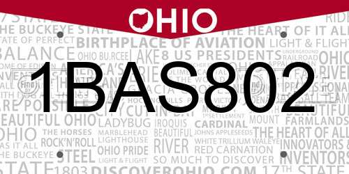 1BAS802 Ohio License Plate