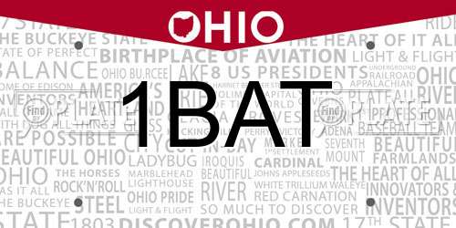 1BAT Ohio License Plate