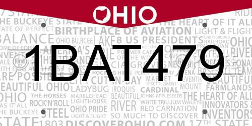 1BAT479 Ohio License Plate