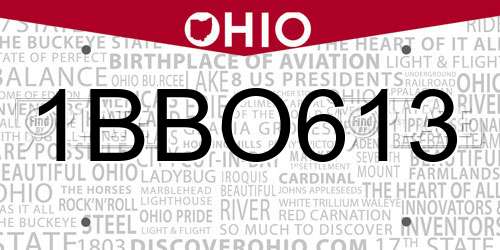 1BBO613 Ohio License Plate