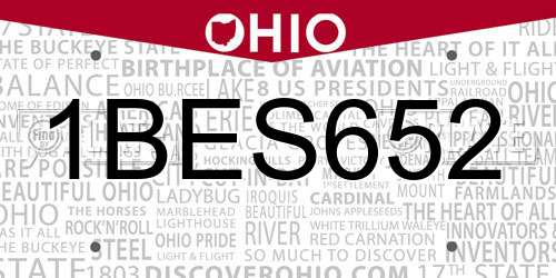 1BES652 Ohio License Plate