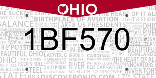 1BF570 Ohio License Plate