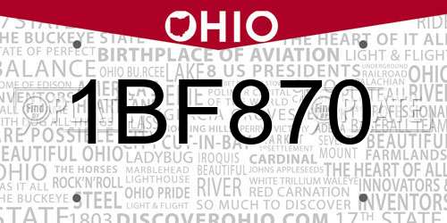 1BF870 Ohio License Plate
