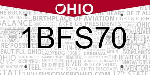 1BFS70 Ohio License Plate