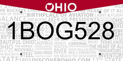 1BOG528 Ohio License Plate