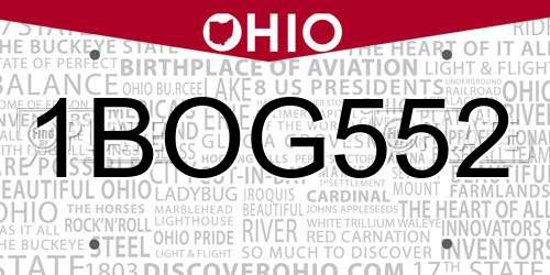 1BOG552 Ohio License Plate