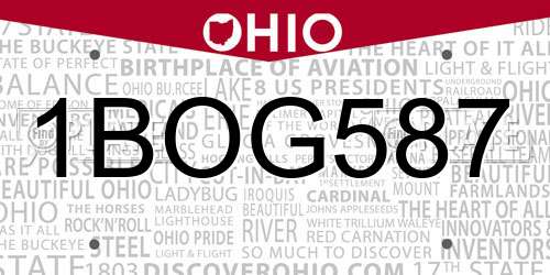 1BOG587 Ohio License Plate