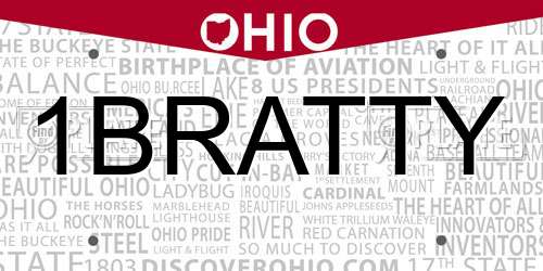 1BRATTY Ohio License Plate