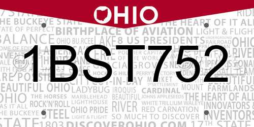 1BST752 Ohio License Plate