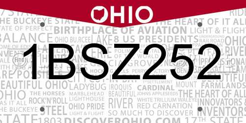 1BSZ252 Ohio License Plate