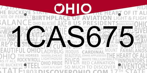 1CAS675 Ohio License Plate