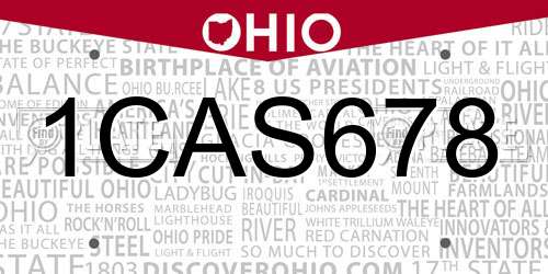 1CAS678 Ohio License Plate