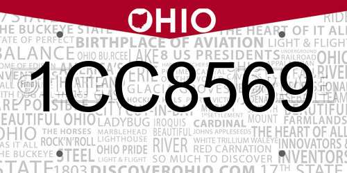 1CC8569 Ohio License Plate