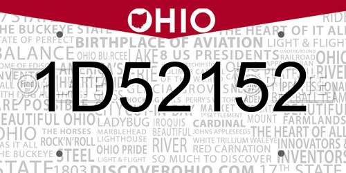 1D52152 Ohio License Plate