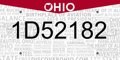 1D52182 Ohio License Plate