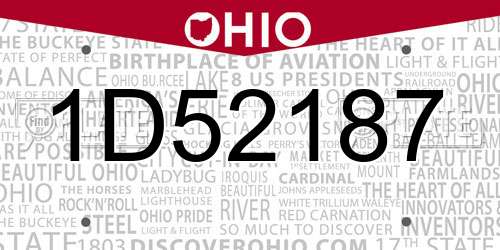 1D52187 Ohio License Plate