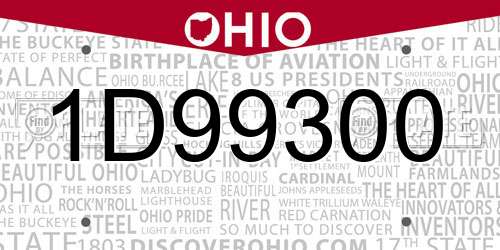 1D99300 Ohio License Plate