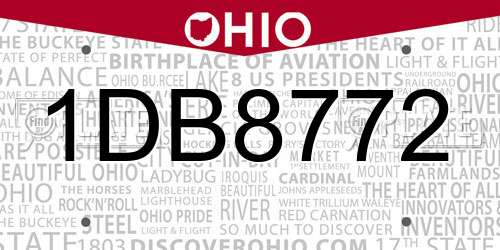 1DB8772 Ohio License Plate
