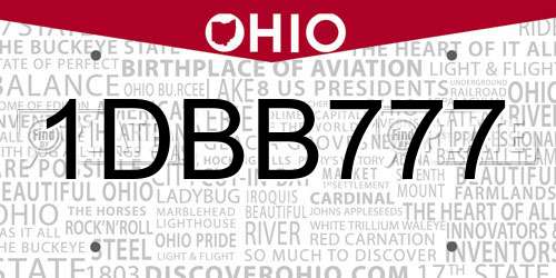 1DBB777 Ohio License Plate