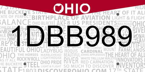 1DBB989 Ohio License Plate