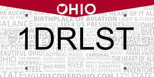 1DRLST Ohio License Plate